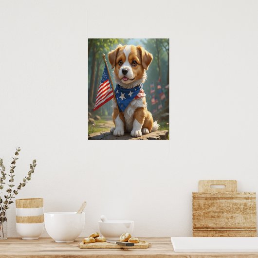 Schattigee honden vierde juli poster (Keuken)