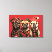 Schattigee honden vieren kerst canvas afdruk (Voorkant)
