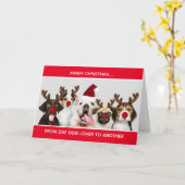 Schattigee Honden Vrolijk Kerstfeest Hondenliefheb Kaart (Gele Bloem)