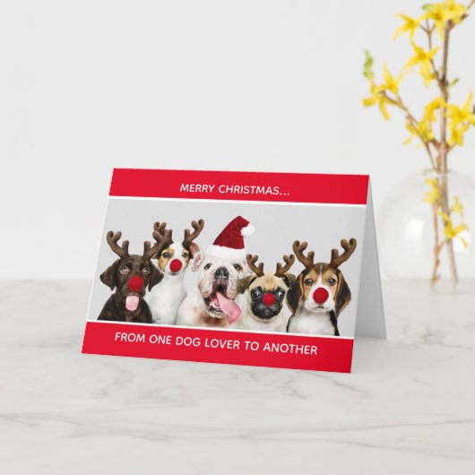 Schattigee Honden Vrolijk Kerstfeest Hondenliefheb Kaart (Gele Bloem)