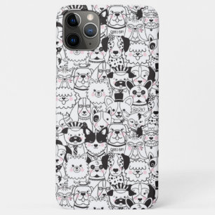 Schattigee Honden Zwart-Wit Dierenpatroon Line Art Case-Mate iPhone Case