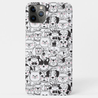 Schattigee Honden Zwart-Wit Dierenpatroon Line Art Case-Mate iPhone Case