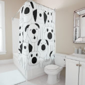 Schattigee honden: zwarte, witte cartoon. douchegordijn (In situ)