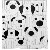 Schattigee honden: zwarte, witte cartoon. douchegordijn (Voorkant)