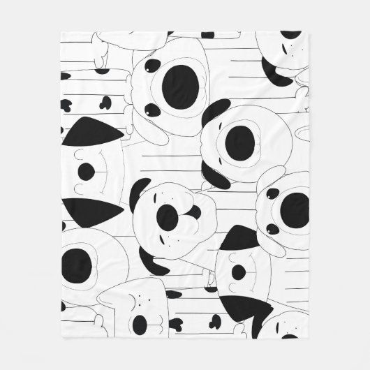 Schattigee honden: zwarte, witte cartoon. fleece deken (Voorkant)