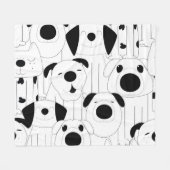 Schattigee honden: zwarte, witte cartoon. fleece deken (Voorkant (Horizontaal))