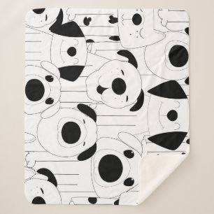 Schattigee honden: zwarte, witte cartoon. sherpa deken