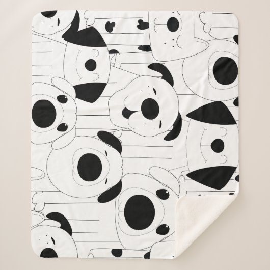 Schattigee honden: zwarte, witte cartoon. sherpa deken (Voorkant)