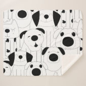 Schattigee honden: zwarte, witte cartoon. sherpa deken (Voorkant (horizontaal))