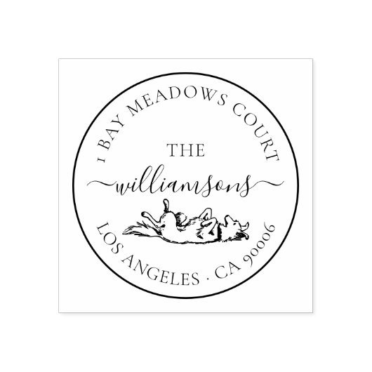 Schattigee hondenfamilie Elegant Aangepast Retoura Rubberstempel (Afrduk)