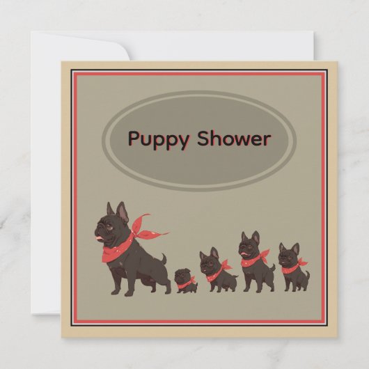 Schattigee hondenfamilie Franse Bulldogs - Kaart (Voorkant)