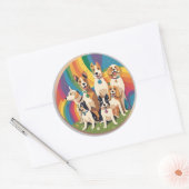 Schattigee hondenfamilie ronde sticker (Envelop)