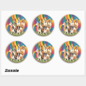 Schattigee hondenfamilie ronde sticker (Vel)