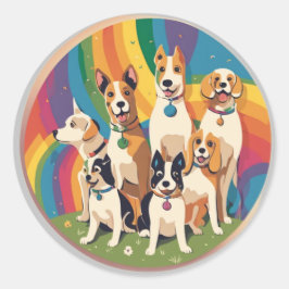 Schattigee hondenfamilie ronde sticker