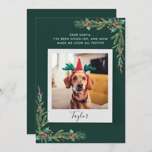 Schattigee Hondenfoto Custom Christmas Feestdagenkaart (Voorkant / Achterkant)