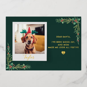 Schattigee Hondenfoto Custom Christmas Folie Feestdagenkaart