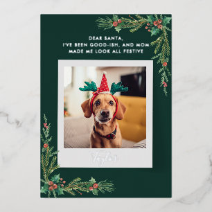 Schattigee Hondenfoto Custom Christmas Folie Feestdagenkaart