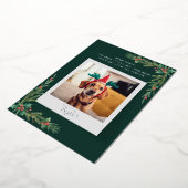 Schattigee Hondenfoto Custom Christmas Folie Feestdagenkaart (Gedraaid)