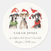 Schattigee hondenharige en heldere kersttoespraak ronde sticker (Voorkant)