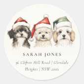 Schattigee hondenharige en heldere kersttoespraak ronde sticker (Voorkant)