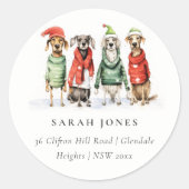 Schattigee hondenharige en heldere kersttoespraak ronde sticker (Voorkant)