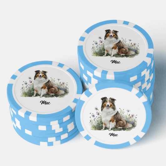Schattigee hondenillustratie - Collie Poker Chips (Opstapeling)
