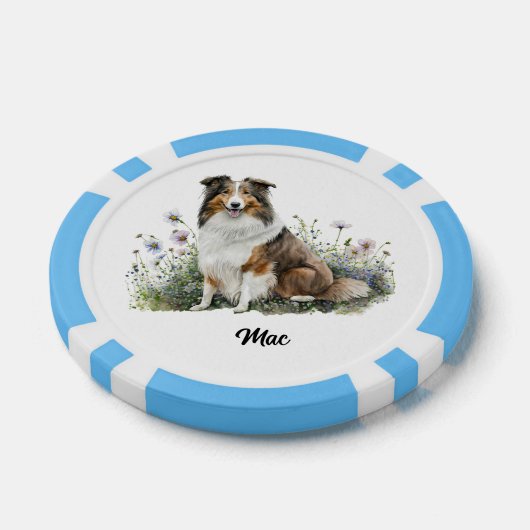Schattigee hondenillustratie - Collie Poker Chips (Enkel)