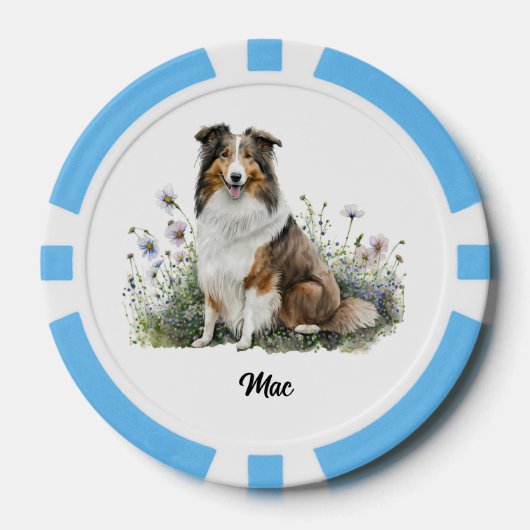 Schattigee hondenillustratie - Collie Poker Chips (Voorkant)