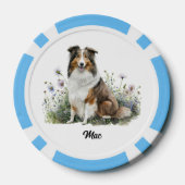 Schattigee hondenillustratie - Collie Poker Chips (Achterkant)