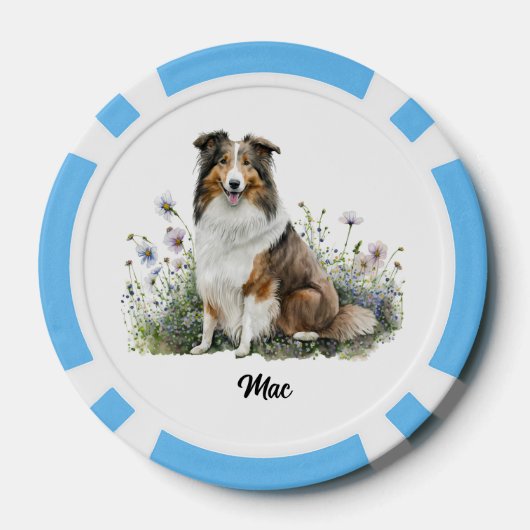 Schattigee hondenillustratie - Collie Poker Chips (Achterkant)