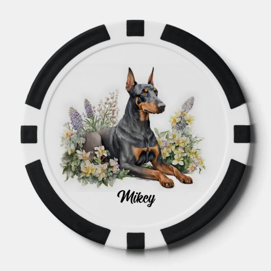 Schattigee hondenillustratie - Doberman - Poker Chips (Voorkant)