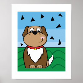 Schattigee hondenillustratie - Kinder dierenkunst Poster