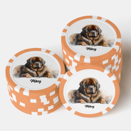 Schattigee hondenillustratie - Mastiff Poker Chips (Opstapeling)