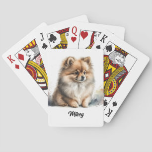 Schattigee hondenillustratie - Pommerse Pokerkaarten
