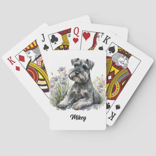 Schattigee hondenillustratie - Schnauzer - Pokerkaarten (Achterkant)