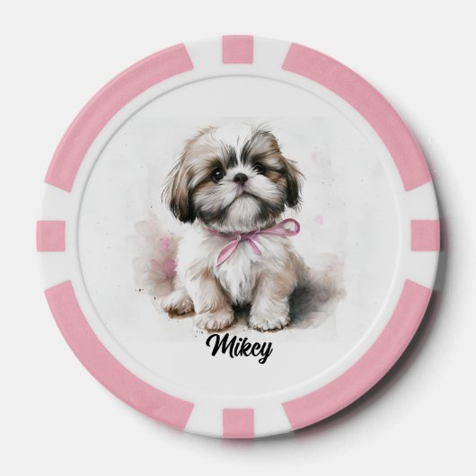 Schattigee hondenillustratie - Shih Tzu Poker Chips (Voorkant)