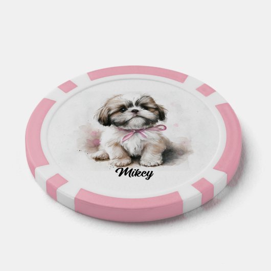 Schattigee hondenillustratie - Shih Tzu Poker Chips (Enkel)