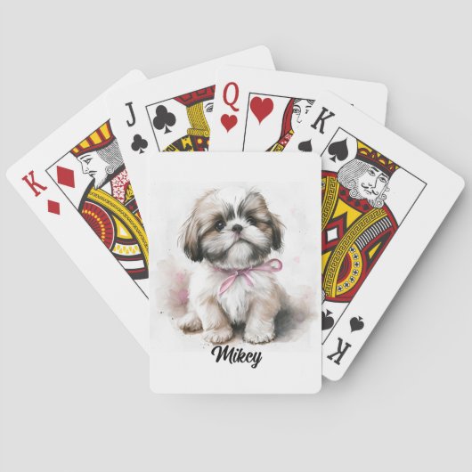 Schattigee hondenillustratie - Shih Tzu Pokerkaarten (Achterkant)