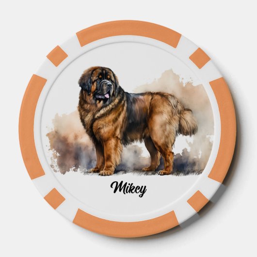 Schattigee hondenillustratie - Tibetaanse Mastiff Poker Chips (Achterkant)