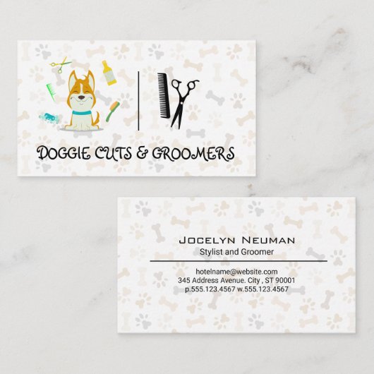Schattigee hondenillustratie | Verzorgingshulpmidd Visitekaartje (Voorkant / Achterkant)