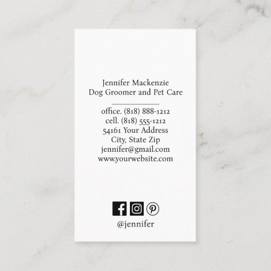 Schattigee Hondenkat Groomer Grooming Service Pet  Visitekaartje (Achterkant)