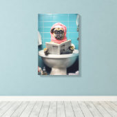 Schattigee hondenkrant in de badkamer canvas afdruk (Insitu (Houten vloer))