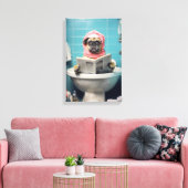 Schattigee hondenkrant in de badkamer canvas afdruk (Insitu (Woonkamer))