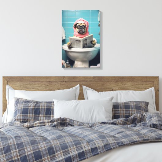 Schattigee hondenkrant in de badkamer canvas afdruk (Insitu (Slaapkamer))