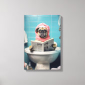 Schattigee hondenkrant in de badkamer canvas afdruk (Voorkant)