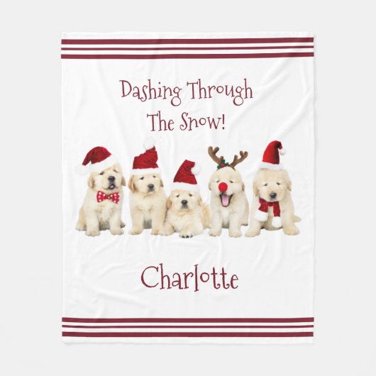 Schattigee Hondenliefhebbers Kerstdeken met naam Fleece Deken (Voorkant)