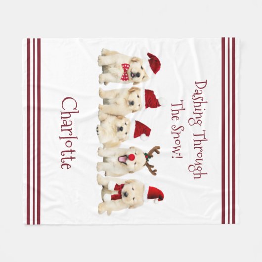 Schattigee Hondenliefhebbers Kerstdeken met naam Fleece Deken (Voorkant (Horizontaal))