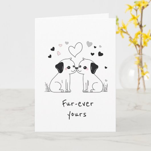 Schattigee Hondenliefhebbers Wenskaart, Fur-ever Y Kaart (Gele Bloem)