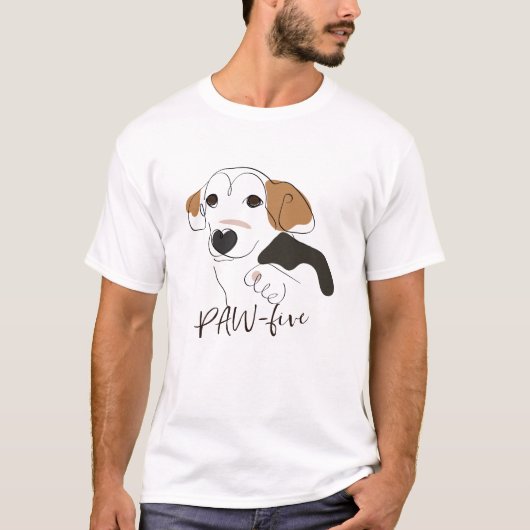 Schattigee hondenlijn kunst - PAW-five T-shirt (Voorkant)
