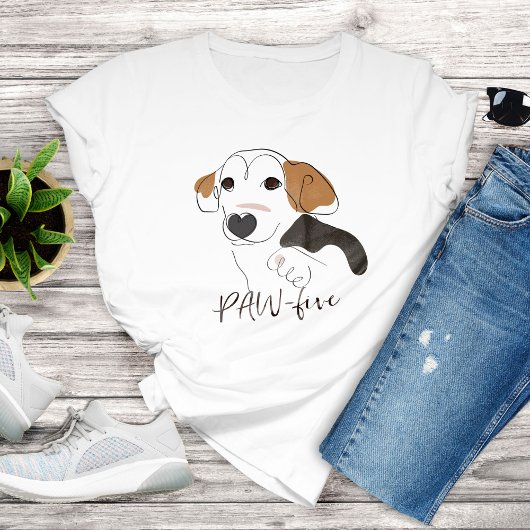 Schattigee hondenlijn kunst - PAW-five T-shirt